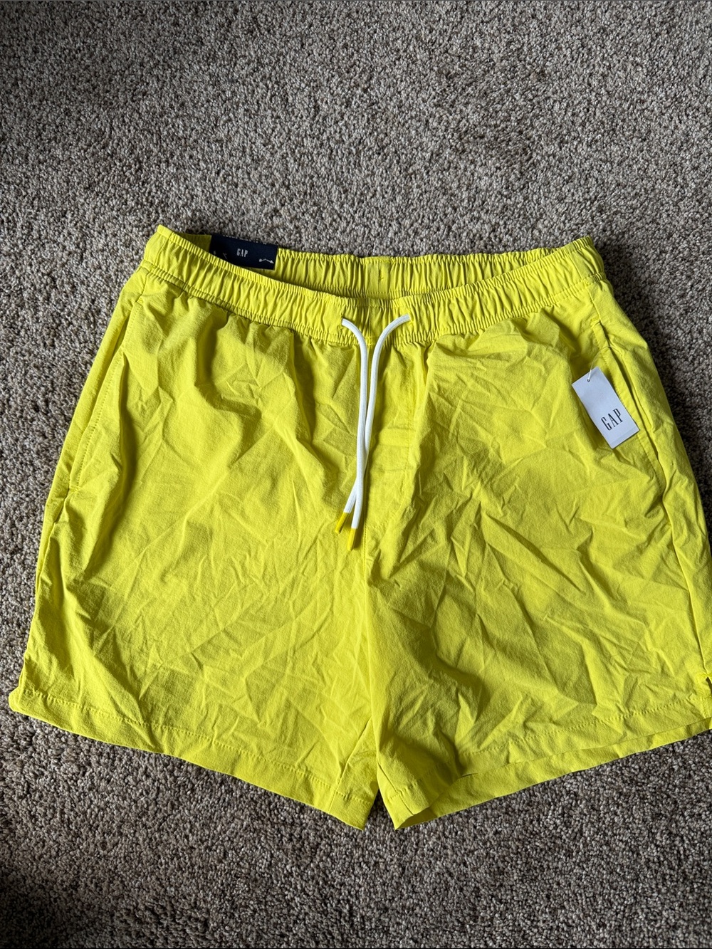 GAP Men’s Bright Yellow Swim Trunks with Drawstring